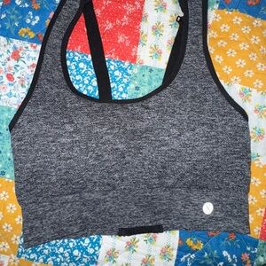 Gray Sports Bra with Black Trim